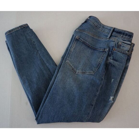 Old Navy Women's Sz 4 Blue High-Rise Curvy O.G. Straight Ankle Distressed Jeans - Picture 5 of 5